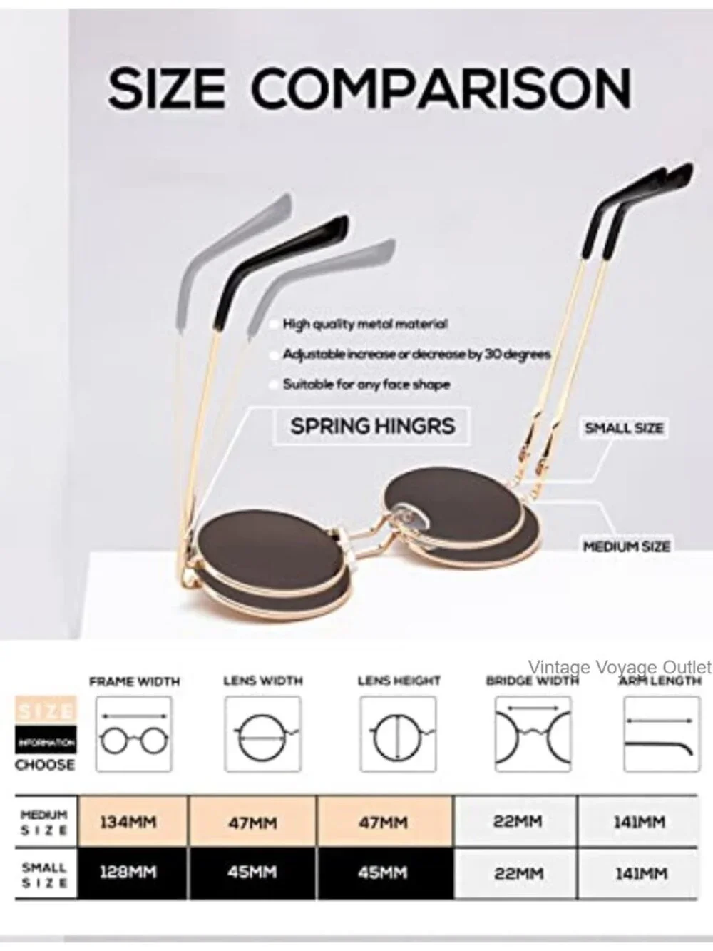 Retro Round Metal Sunglasses Polarized UV Protection Hippie Costume Unisex